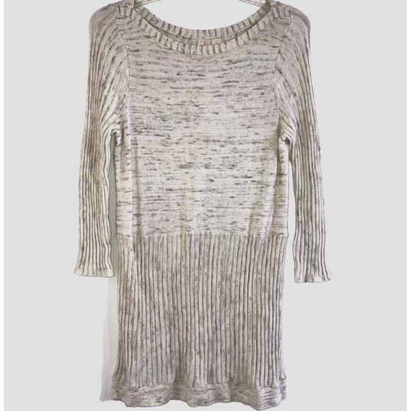 MOTH ANTHROPOLOGIE sz L Cotton Ribbed Knit Beige Neutral Relaxed Fit Dress Cream - Picture 1 of 6